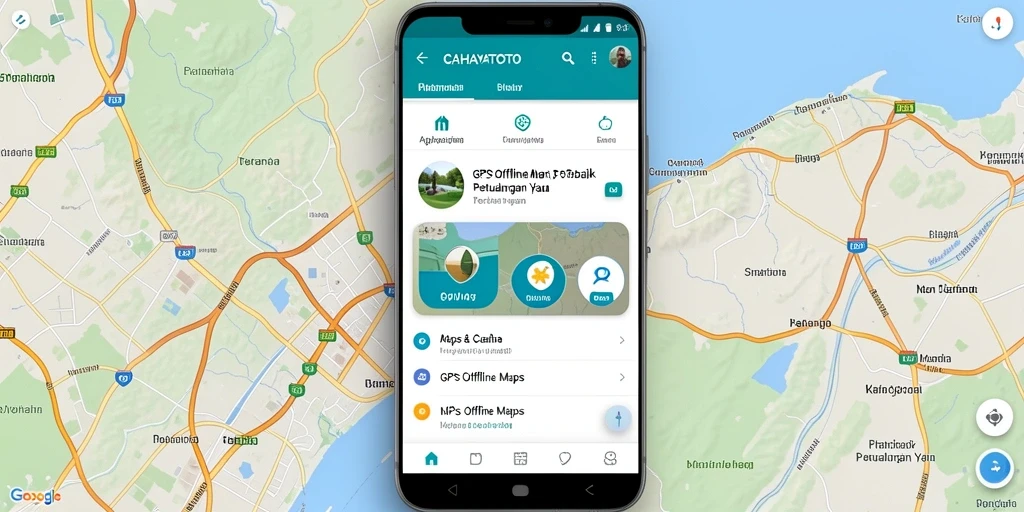 Screenshot antarmuka CAHAYATOTO menunjukkan fungsionalitas GPS Offline Maps.