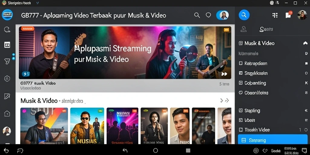 Screenshot GB777 menampilkan antarmuka aplikasi Streaming Video yang user-friendly.