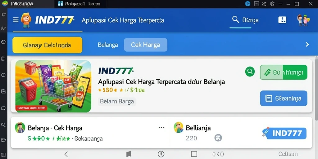 Tampilan antarmuka aplikasi Cek Harga IND777 yang sederhana dan informatif.