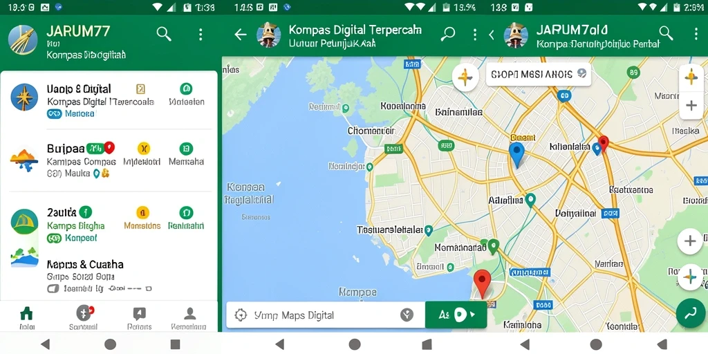 Tampilan antarmuka aplikasi Kompas Digital JARUM77 yang ramah pengguna.