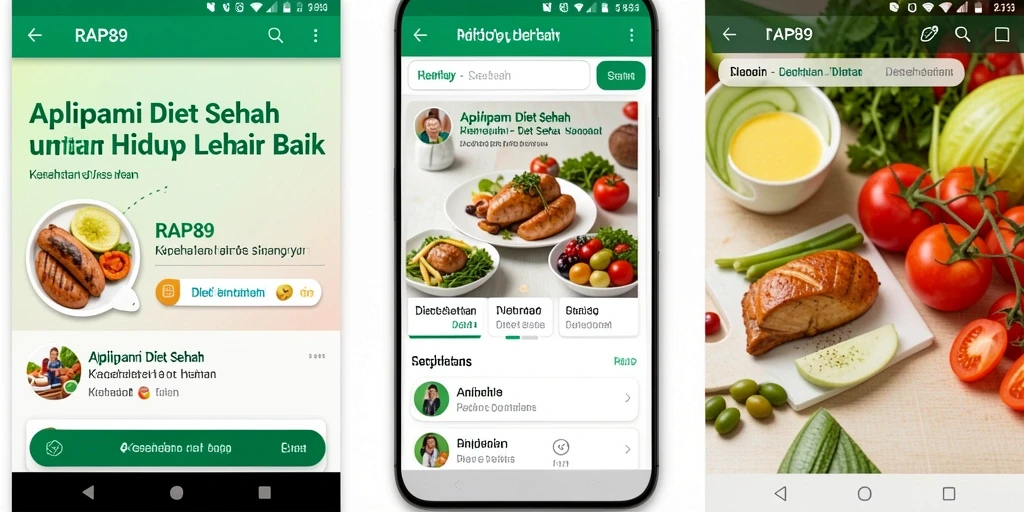 Antarmuka aplikasi RAP89 yang mendukung diet sehat.