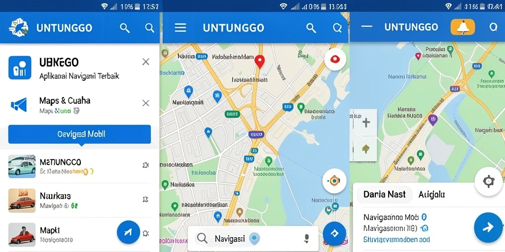 Tampilan antarmuka UNTUNGGO yang sederhana dan informatif untuk Navigasi Mobil.